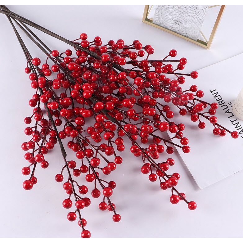 [ HCM ] Noel Tết- Bịch 10 CÀNH CHERRY GẮN CÀNH TRANG TRÍ Cỡ 20cm| Cành Cherry đông đào 6 Nhánh, 12 nhánh (XEM HÌNH)