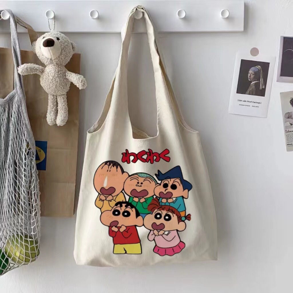 Túi vải canvas họa tiết cậu bé bút chì Shin dễ thương cho nữ