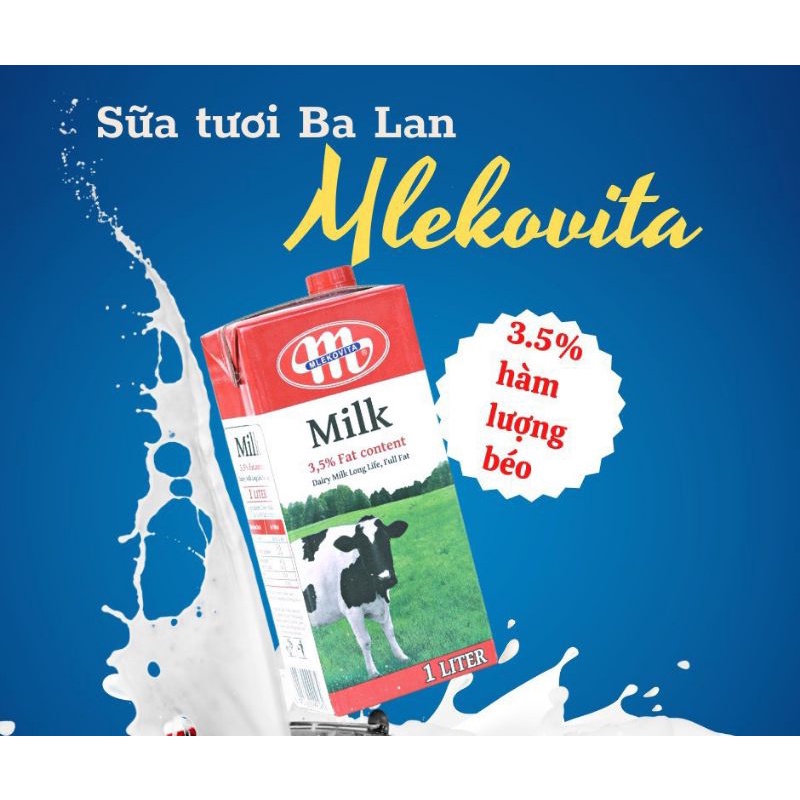 Thùng 12H Sữa Tươi nguyên kem Ba Lan Mlekovita date 07/2024