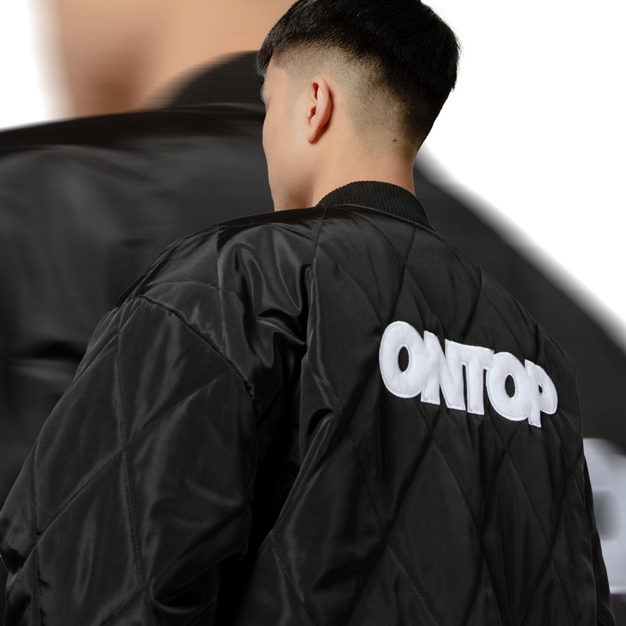 Áo khoác bomber nam, áo phao nữ chần bông màu đen local brand ONTOP Cotton-padded Bomber Jacket