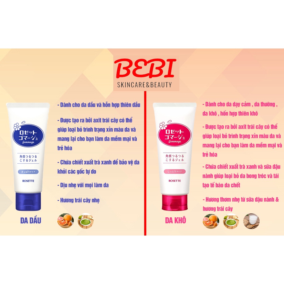 Tẩy Tế Bào Chết Rosette Gel Tẩy Da Chết Peeling 120g Nhật Bản (mẫu mới)