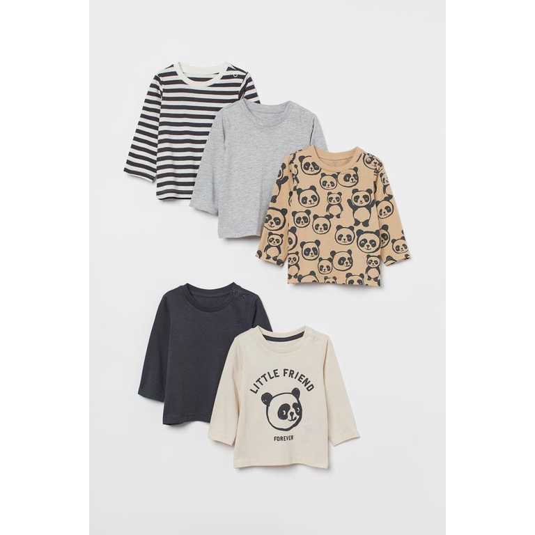 Set 5 áo thun dài tay cho bé yêu chính hãng HM ES size từ 6-9m đến 3-4y