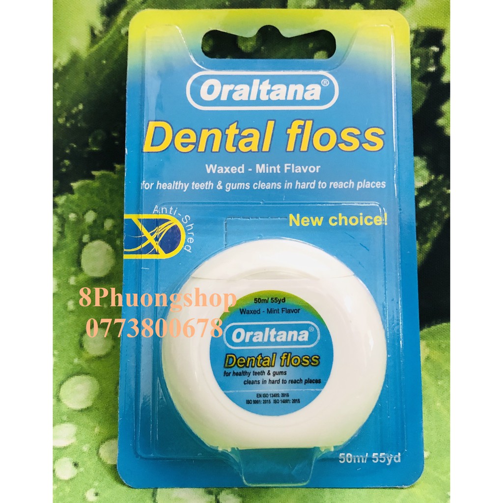 Chỉ nha khoa Oraltana Dental Floss 50m/ Cuộn - Chỉ nha khoa vệ sinh răng miệng hương bạc hà