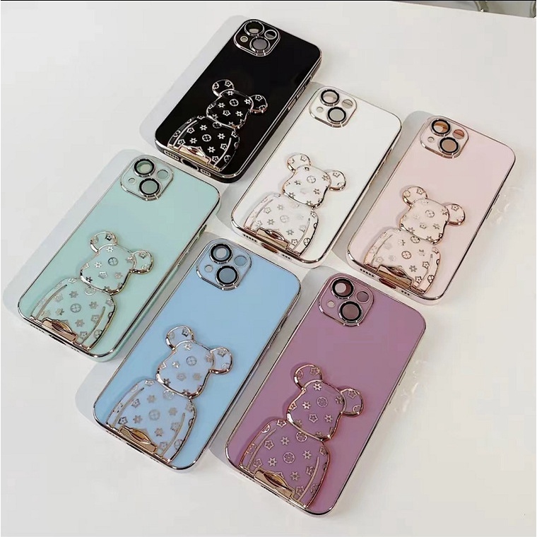 Ốp Điện Thoại Mạ Điện Họa Tiết Gấu Hoạt Hình Cho iPHONE 13 pro max 12 pro max