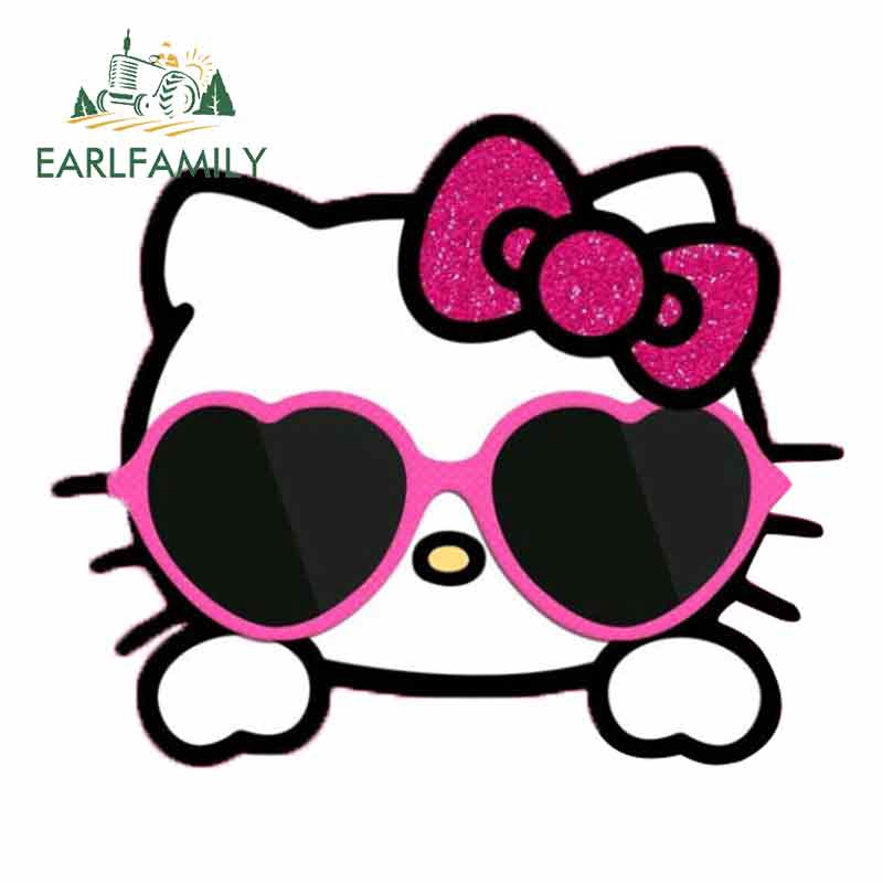 Đề Can vinyl Dán Kính Mát / Xe Hơi / Xe Máy Hình hello kitty 13cm x 10.8cm Chống Thấm Nước