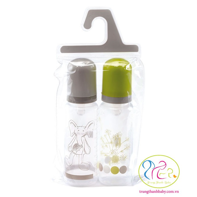 Bộ 2 bình sữa nhựa 240ml Thermobaby REF1877