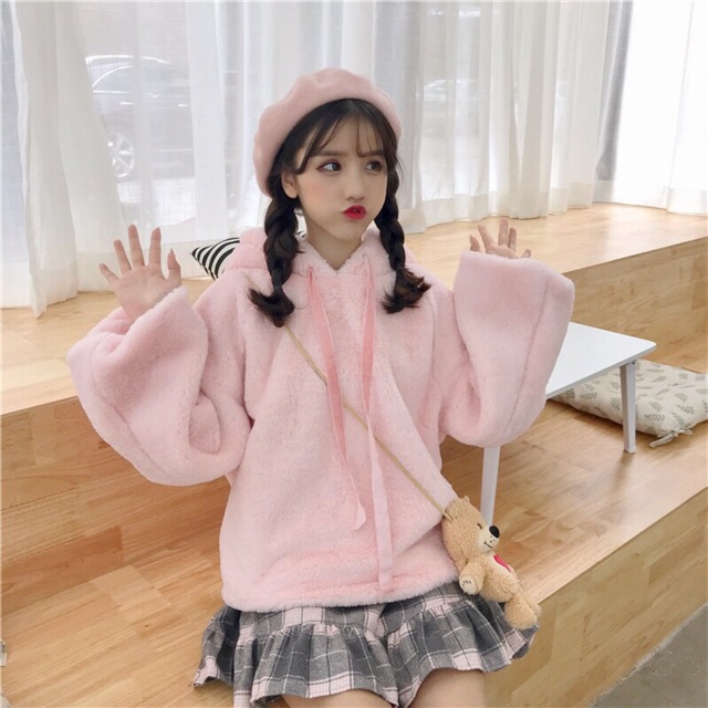 [Order] Áo hoodie lông siêu cute ulzzang | BigBuy360 - bigbuy360.vn