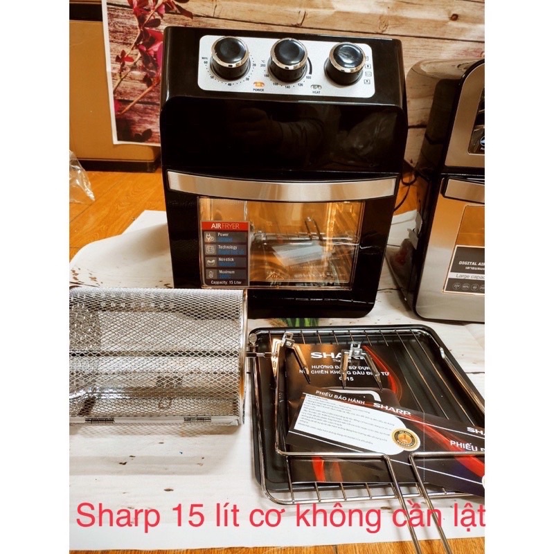 ✨Lò nướng đa năng 2in1 Nồi chiên không dầu Sharp 15 Lít không cần lật, công suất 2000W