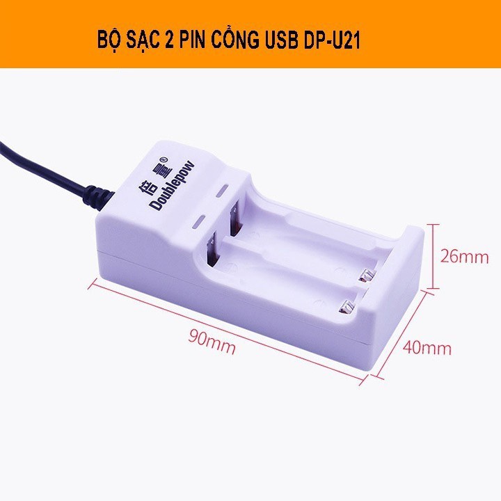 Bộ sạc pin đa năng doublepow DP-U21 - Sạc 2 pin từ cổng USB tiện lợi ..,