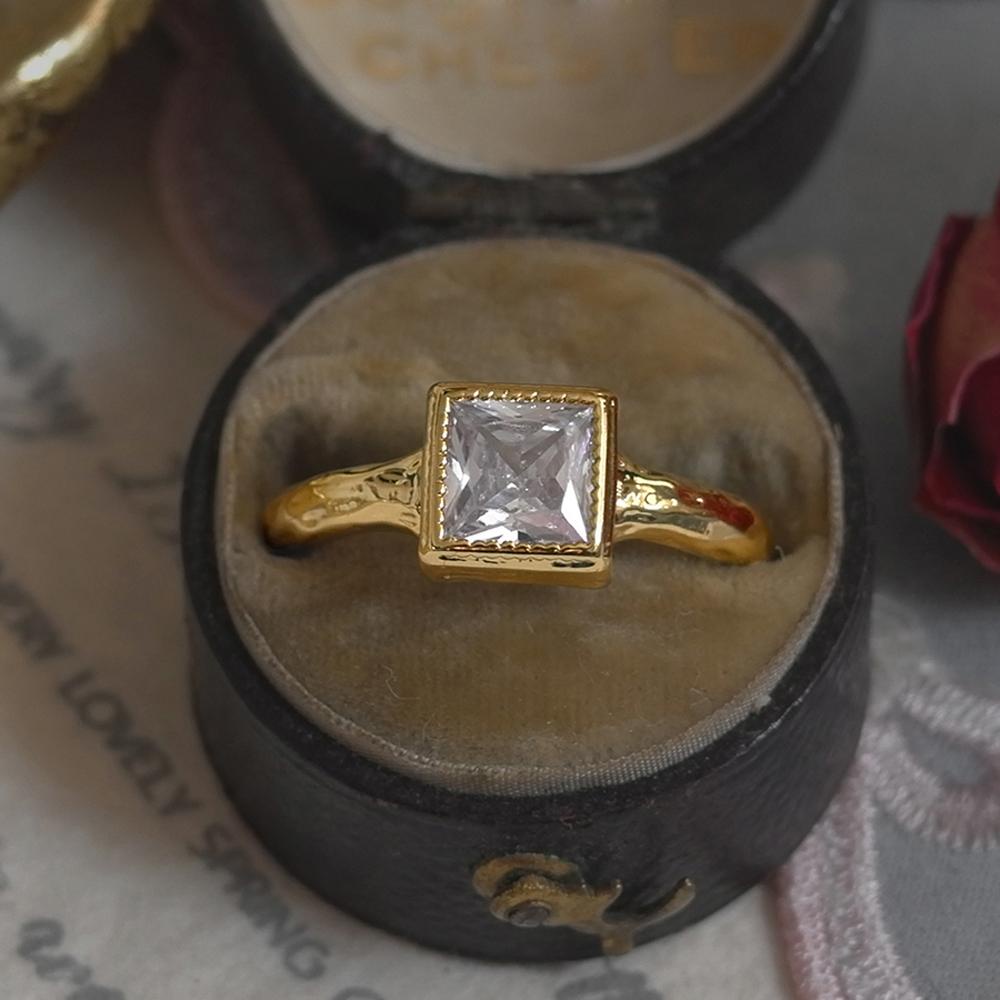 Nhẫn Hở Họa Tiết Hình Học / Vuông Đơn Giản Thời Trang Cho Nữ