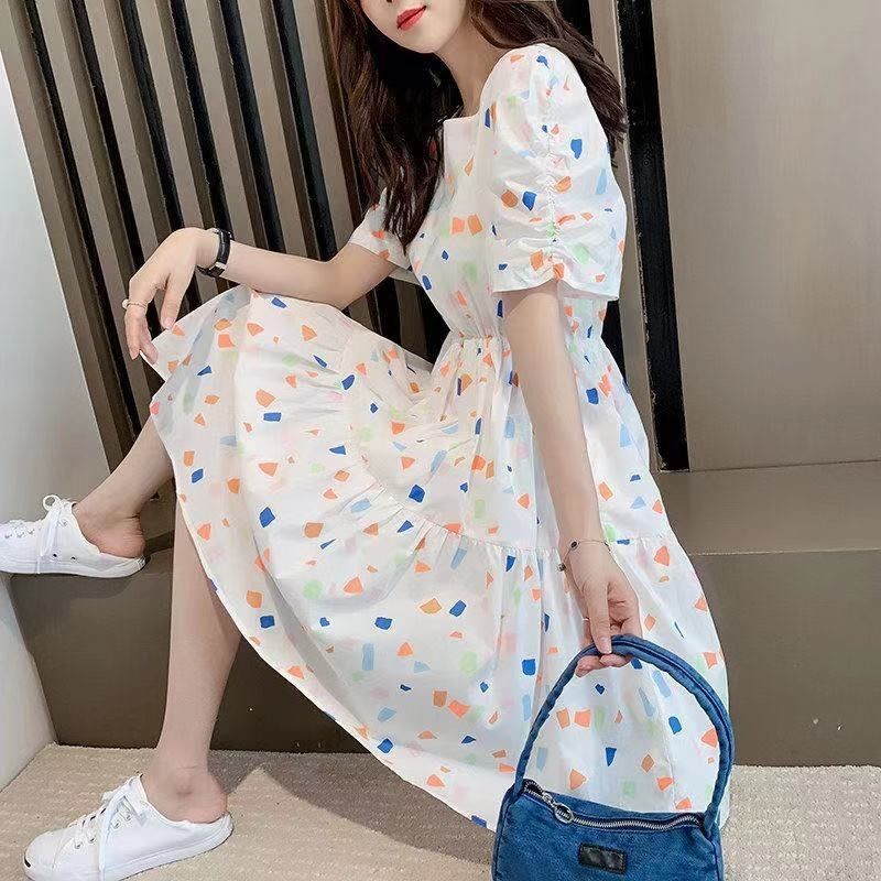 Đầm Chữ a Dáng Rộng Chất Liệu Chiffon In Họa Tiết Hoa Thời Trang Mùa Hè Phong Cách Hàn Quốc Mới Cho Nữ