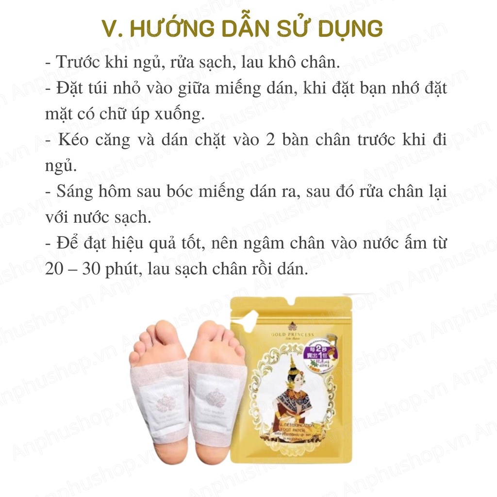 Miếng dán thải độc chân Gold Princess Royal Thái Lan - Hàng chính hãng