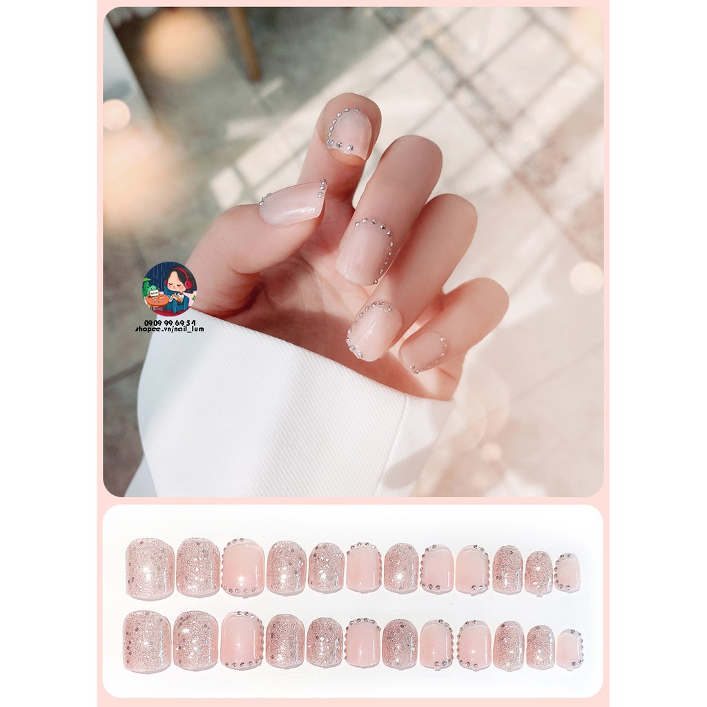 Móng Giả - Nail 3D Dài - Đính Đá [Sẵn Keo - Đóng Hộp 24 Mẫu Đủ Size]