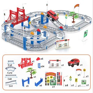 Bộ lắp ghép đường ray ô tô cho bé 88 chi tiết