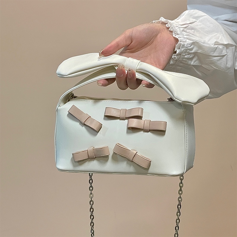 Túi xách IELGY đính nơ màu tương phản phong cách Hàn Quốc thời trang dễ thương cho nữ