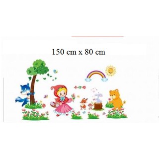 Decal dán tường  Cô bé quàng khăn đỏ