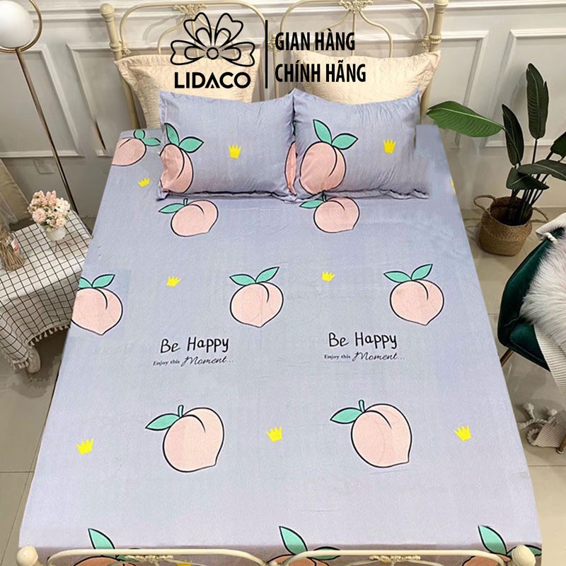 Bộ ga gối cotton poly LIDACO decor phòng ngủ vintage drap giường đủ size nệm 1m2, 1m4 1m6 1m8 2m2