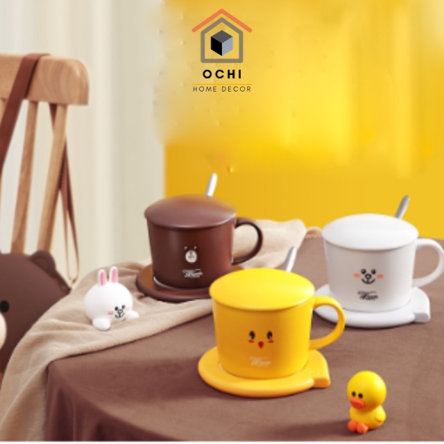 Cốc hâm nóng đồ uống kèm đế điện, bộ ly sứ kèm đế điện có hộp đựng