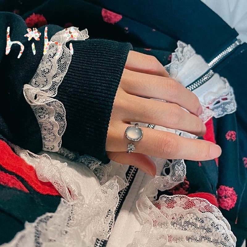 Nhẫn Hợp Kim Đính Đá Opal Nhân Tạo Thời Trang Cho Nữ