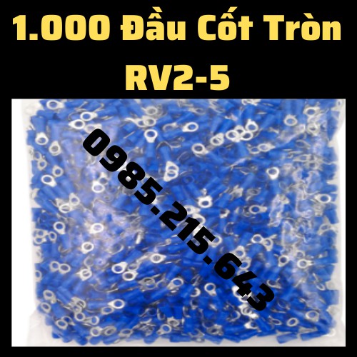 1000 Đầu cos tròn 2-5, cốt 2-5, đầu cos dây điện, RV2-5, Đầu cos tròn các loại