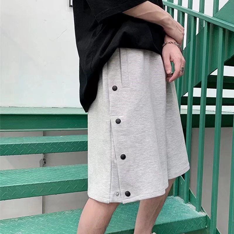 Quần Short Thể Thao Dáng Suông Cài Nút Bên Hông In Họa Tiết Phong Cách Hiphop Đường Phố Hàn Quốc Cho Nam Giới Có Size M-3XL