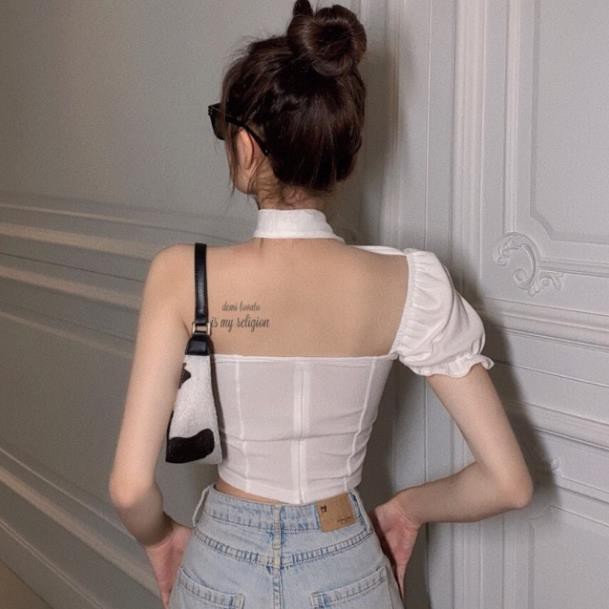 ÁO CROPTOP ÔM  🎀[Có Ảnh Thật]🎀 HỞ VAI 1 BÊN TAY BỒNG QUYẾN RŨ Đẹp * ཾ