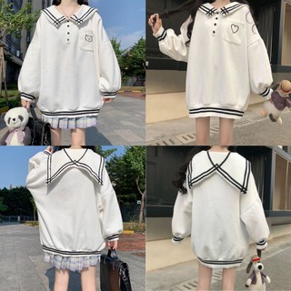 [Kèm ảnh thật - Order - Hàng Loại 1] (H) Áo Sweater Lolita thủy thủ thêu mèo - tim 💓