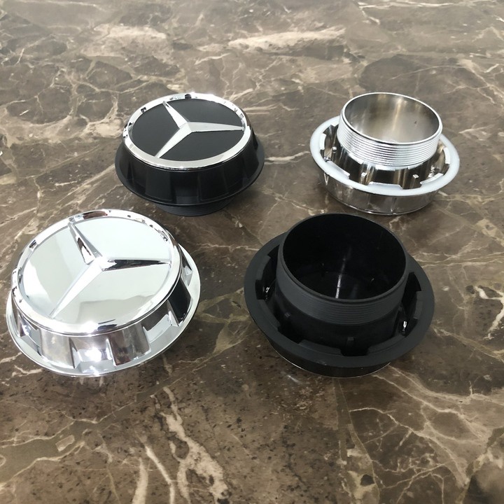 Logo chụp mâm, ốp lazang bánh xe ô tô Mercedes và Maybach, chất liệu nhựa ABS, đường kính ngoài 75mm