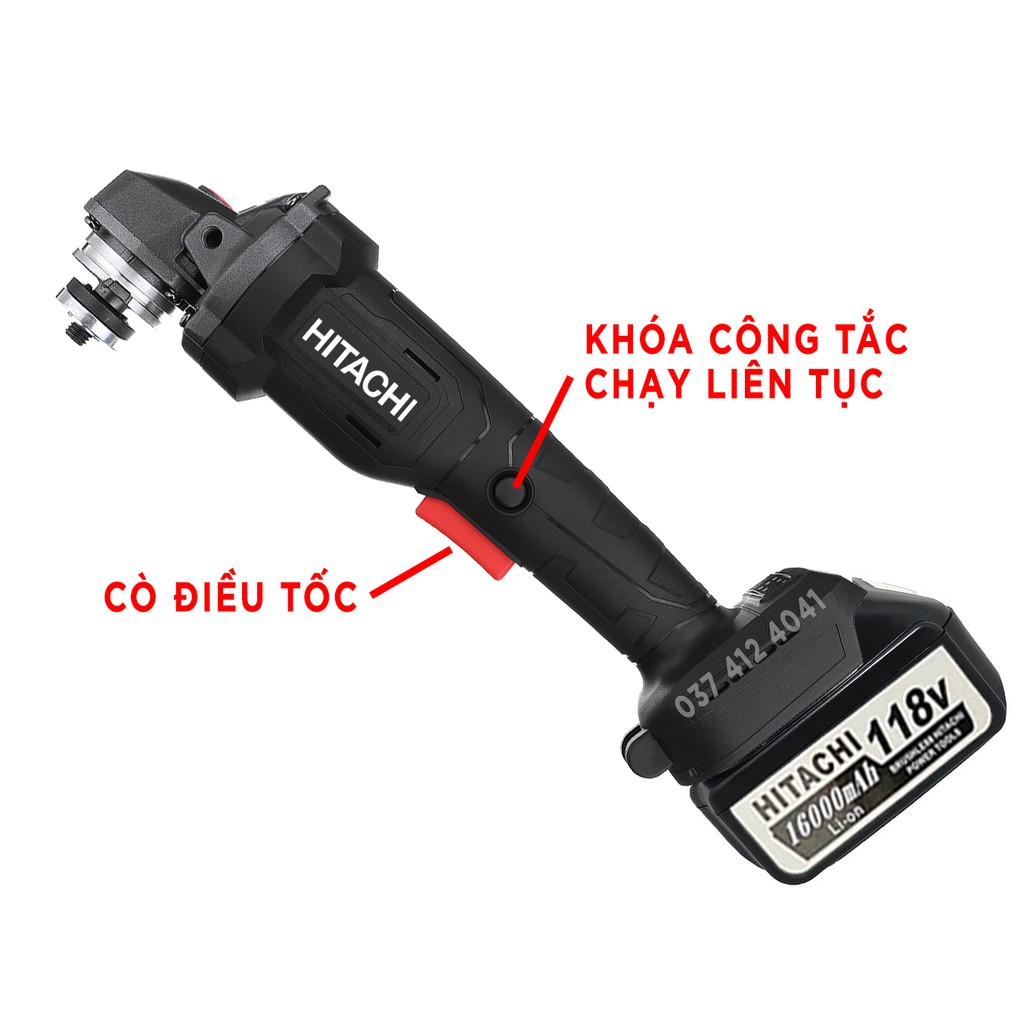 [FREESHIP] Máy mài cầm tay dùng pin HITACHI 118V , Máy mài góc 2 pin không chổi than, lõi đồng