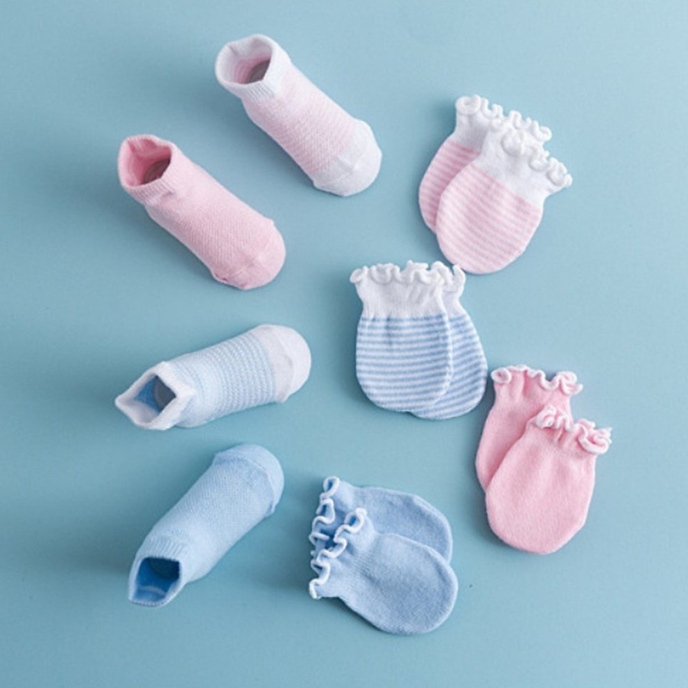 Combo bao tay và tất chân sơ sinh chất liệu cotton mềm mại thoáng khí