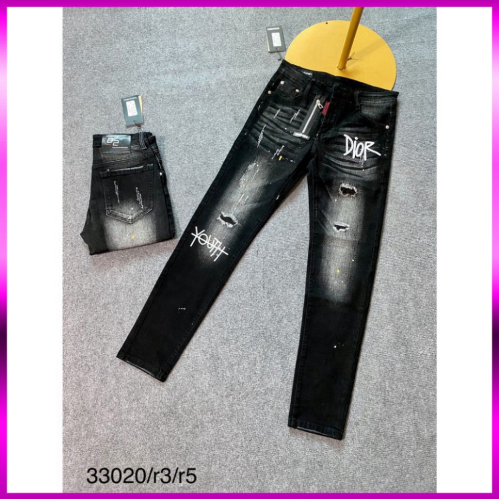 Quần Bò Nam ⚡ Quần DSQ Khoá Lệch Thêu Logo Màu Đen Cực Sang | BigBuy360 - bigbuy360.vn