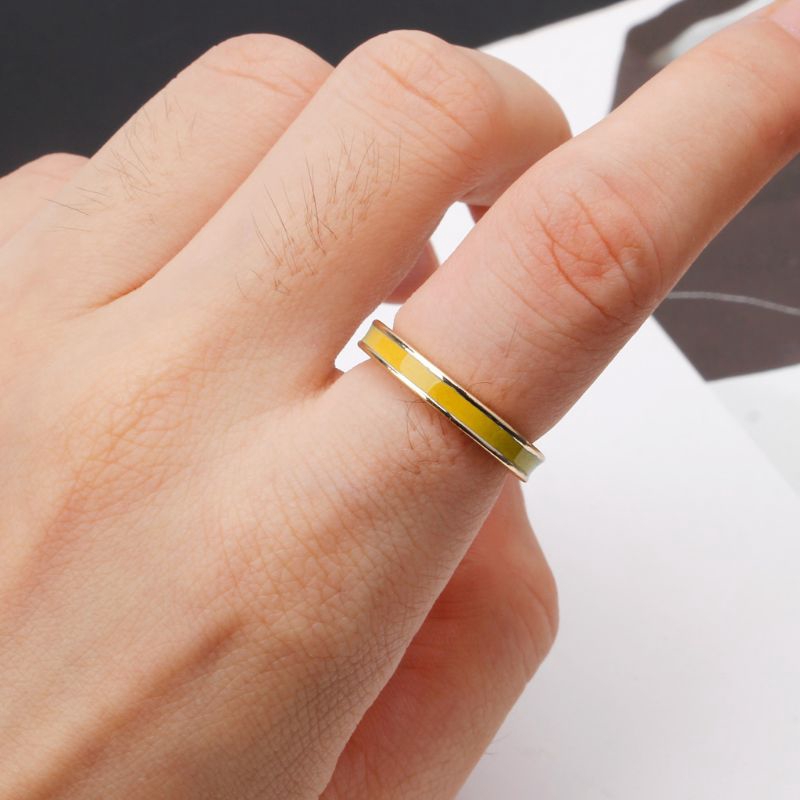 Chiếc nhẫn bản ARIN tráng men màu trắng/hồng/vàng thời trang cho nữ