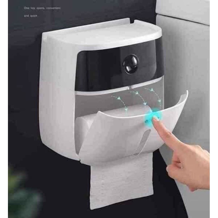 Hộp đựng giấy toilet Ecoco  MẪU MỚI  hộp đựng giấy thiết ké 2 ngăn kéo nhỏ đựng đồ, phía trên dùng để kê điện thoại