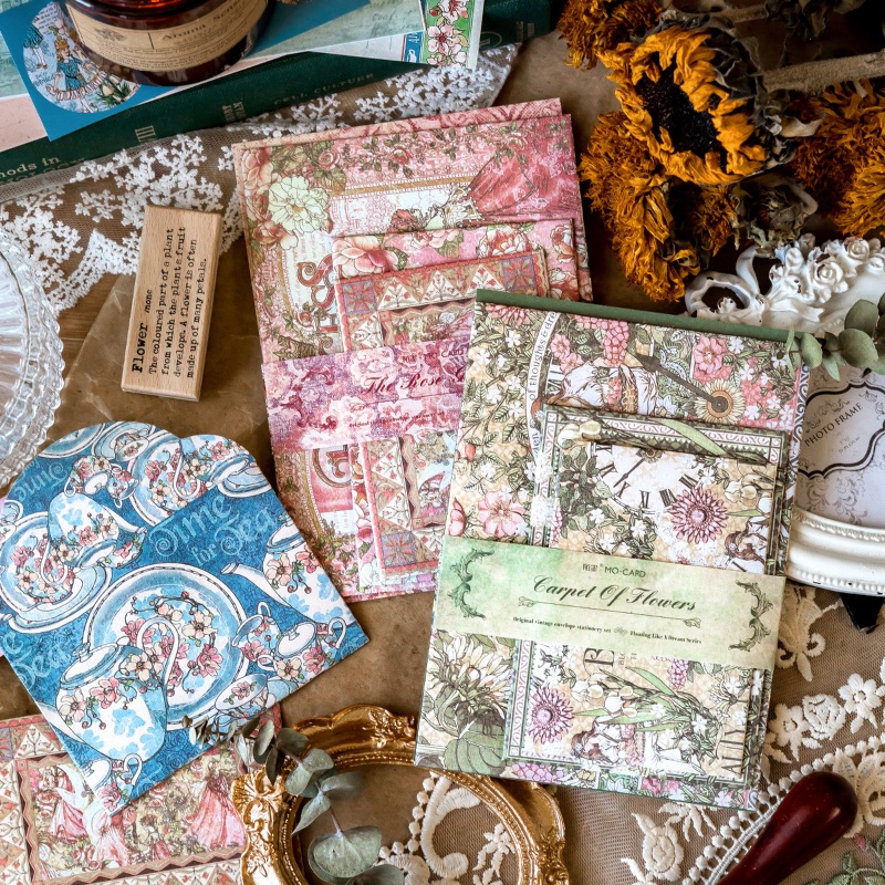 Ông Giấy 6 Phong bì Retro Cây Hoa Vườn hồng Yêu tinh Con sứa Cú Văn học Thư viết được Giấy dán niêm phong Bộ phong bì