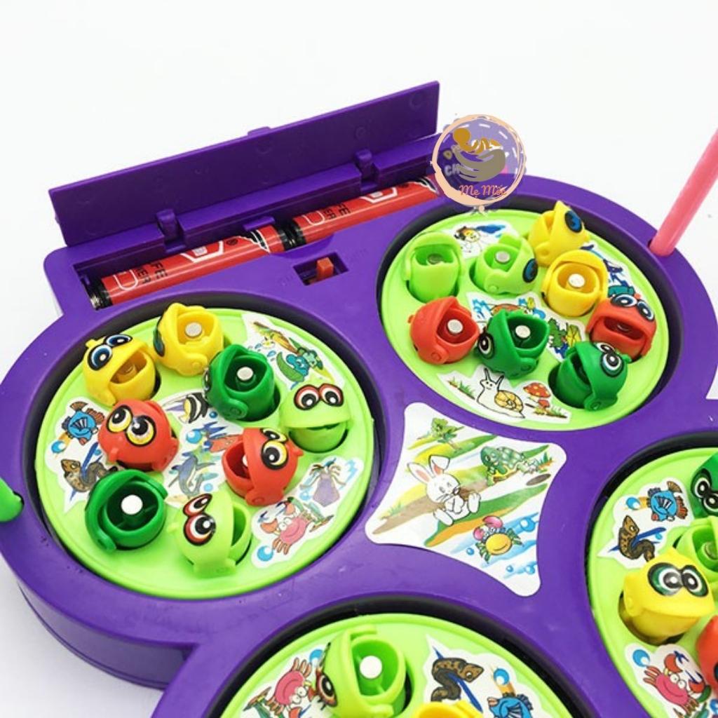 Đồ Chơi Câu Cá Nam Châm 4 Hồ 4 Cần Có Nhạc Vui Tai Chạy Pin AA Xoay 360 Độ Chất Liệu Nhựa An Toàn Shop Mẹ Mốc