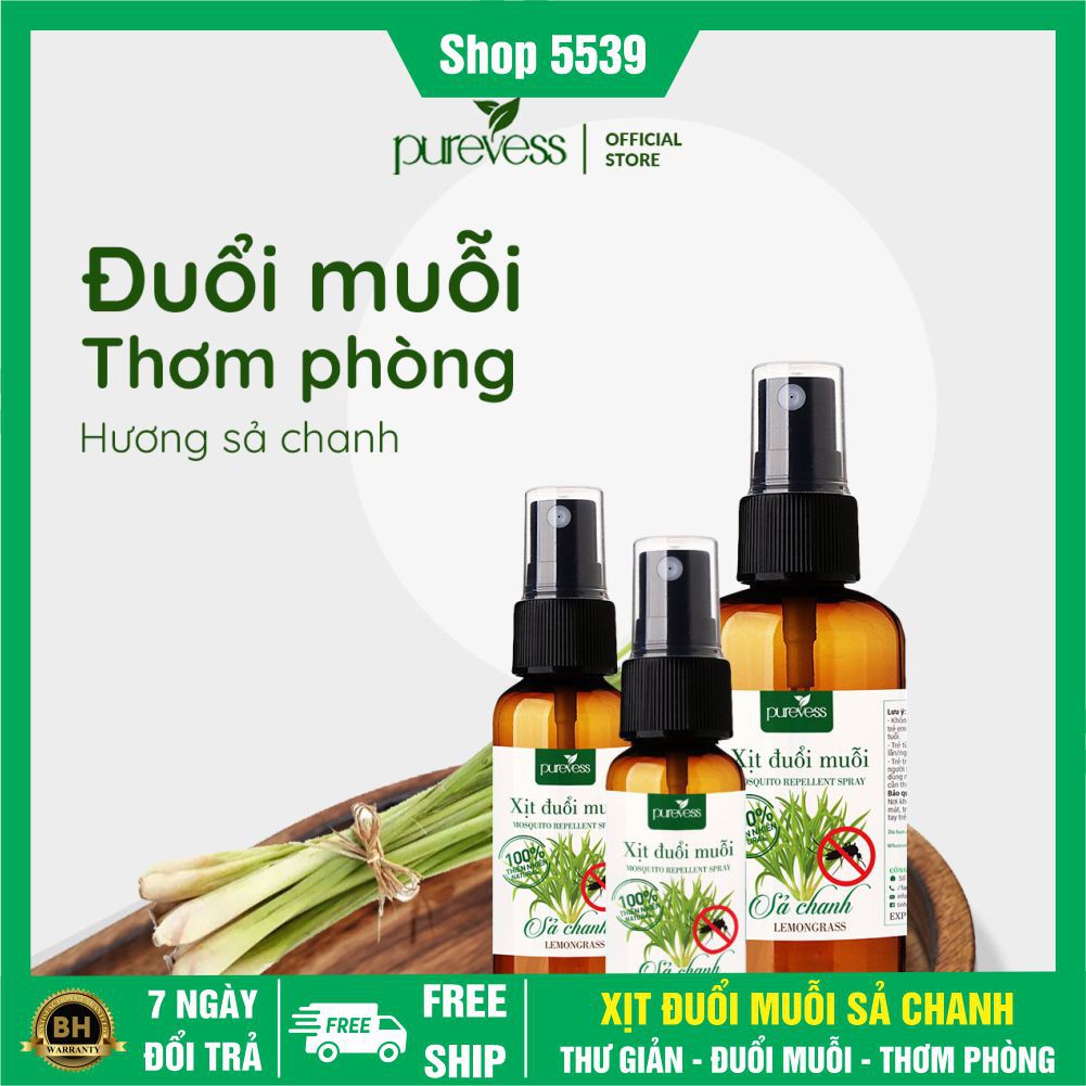 Xịt đuổi muỗi sả chanh thơm phòng, khử mùi nấm mốc, giúp ngủ ngon - Shop 5539