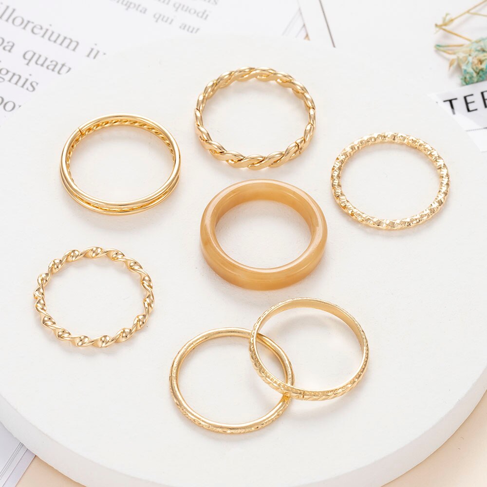 1 Bộ Nhẫn Nữ Trang Đính Đá Acrylic Phong Cách Hàn Quốc