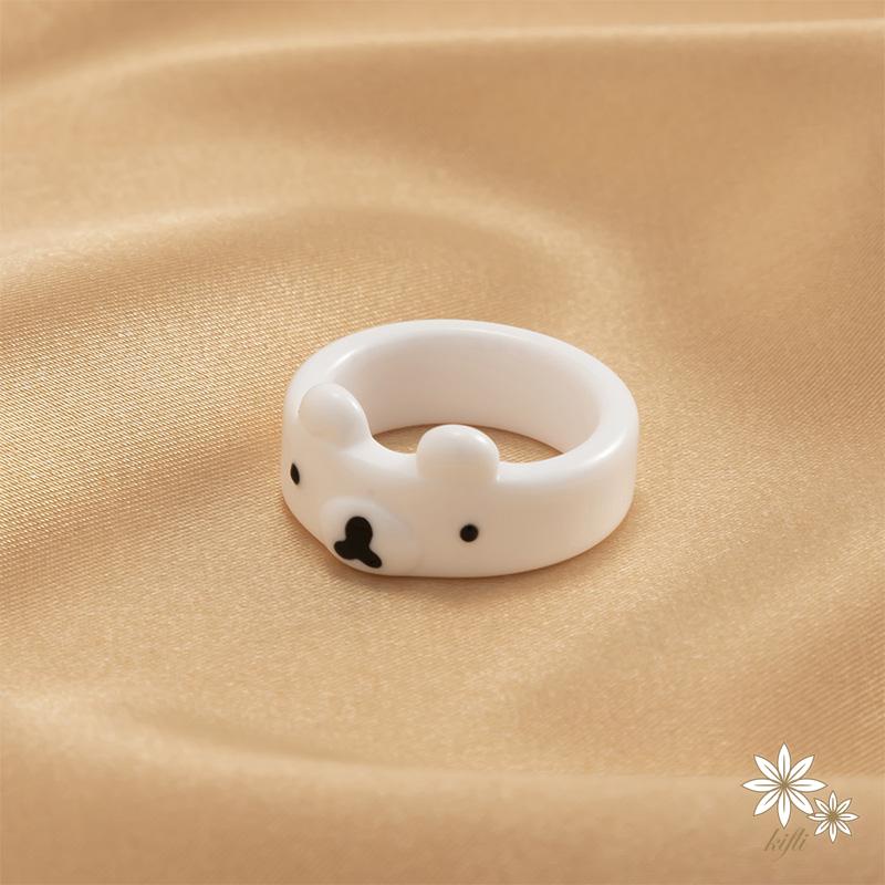 【kifli】Women Cartoon Candy Color Resin Octopus Bear Rings [Lovely Jewelry Gifts For Girl Friends]（quà tặng ngày thiếu nhi）
