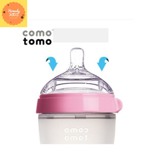 (erale) [Hàng Chính Hãng] Bình Sữa Comotomo Chính Hãng, Bình Sữa Cho Bé Chống Sặc 250 ml Và 150 ml - 100% Silicone Y Tế