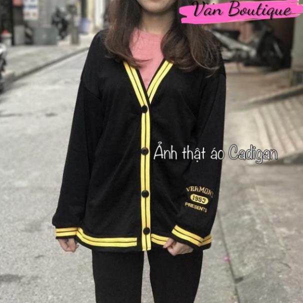 Áo CARDIGAN VERMONT NAM NỮ ĐEN THÊU TAY UNISEX