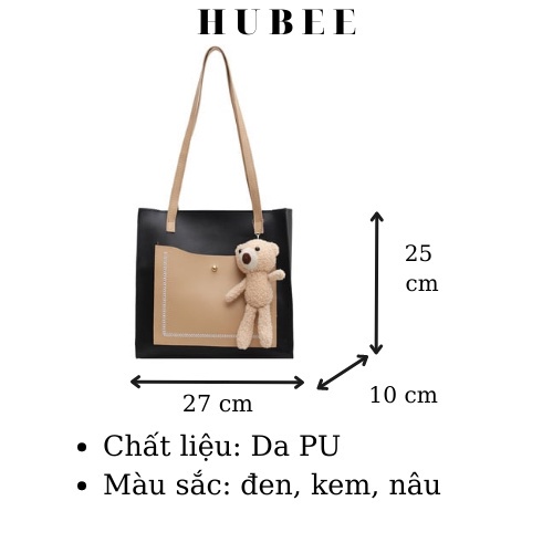 Túi Xách Thời Trang Kèm Phụ Kiện Gấu Bông Dễ Thương ( mã TVG115)