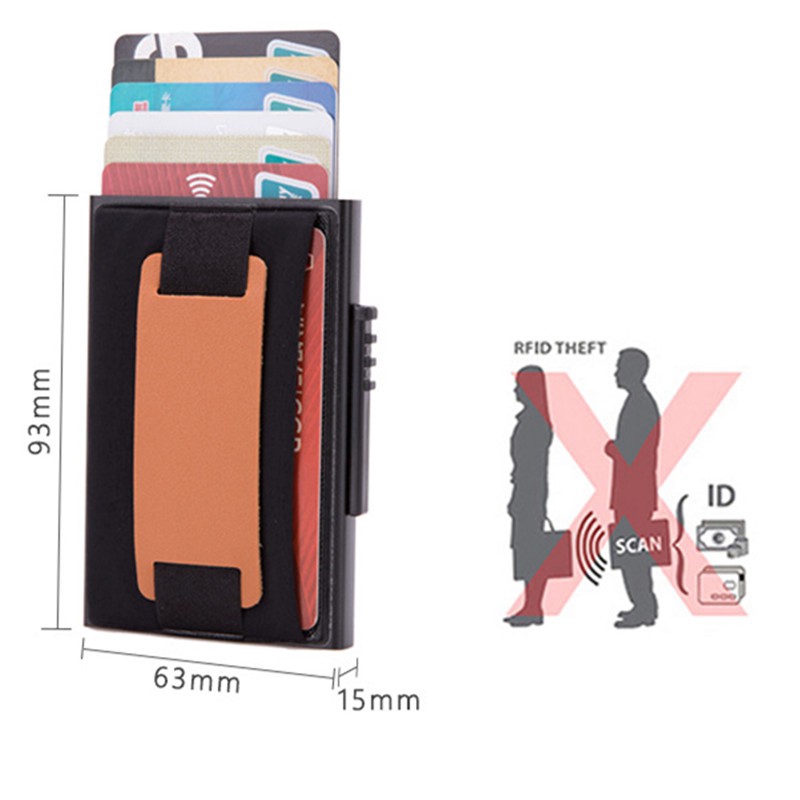 HYX Metal RFID Blocking Pop-Up Bank Credit Card Holder Portable Anti Theft Card Clip Case Bag