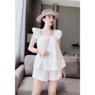 LM180ĐK63 [ẢNH THẬT] [HÀNG LOẠI 1]  ÁO 2 DÂY BÈO PHỐI REN DÁNG BABY DOLL