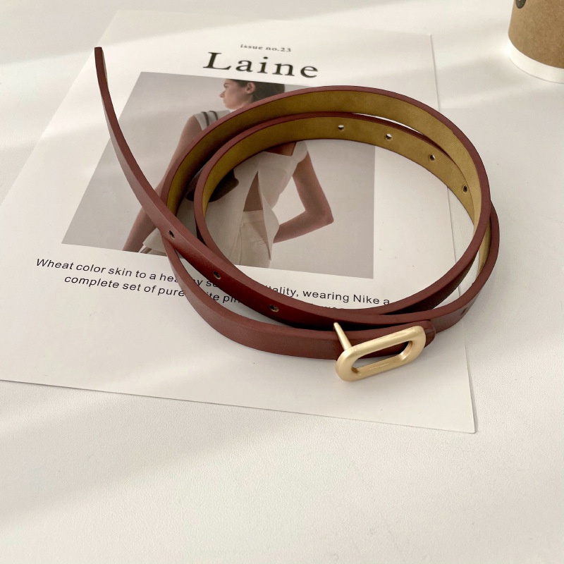 Thắt Lưng Mỏng Không Đục Lỗ Khóa Vuông Đơn Giản Thời Trang Cho Nữ