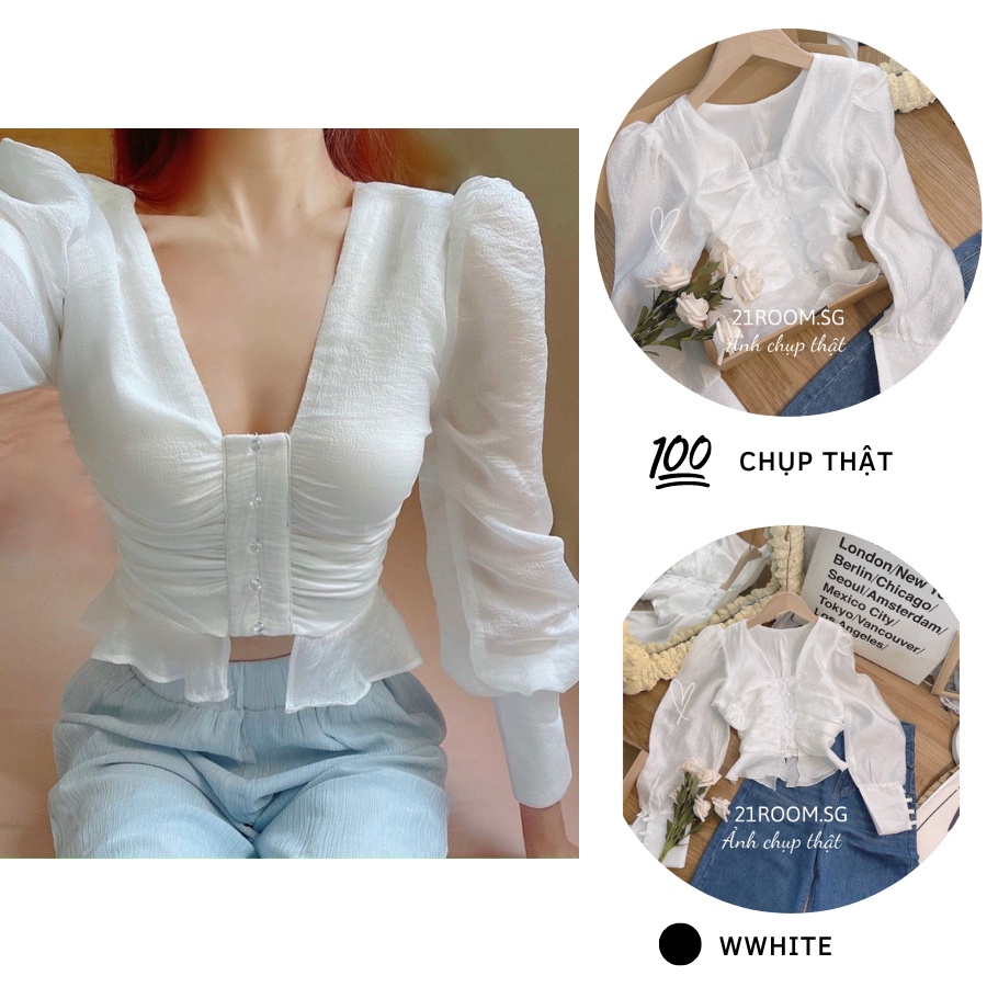 ÁO KIỂU TƠ LỤA CÔNG SỞ TAY PHỒNG ĐÍNH NÚT DỰ TIỆC SANG CHẢNH BEST SELLER