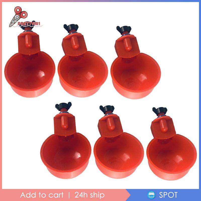 1 [Prettyia1] Bộ 6 Bát Uống Nước Tự Động Cho Gà Vịt Gà Tây Gà Tây Dễ Vệ Sinh