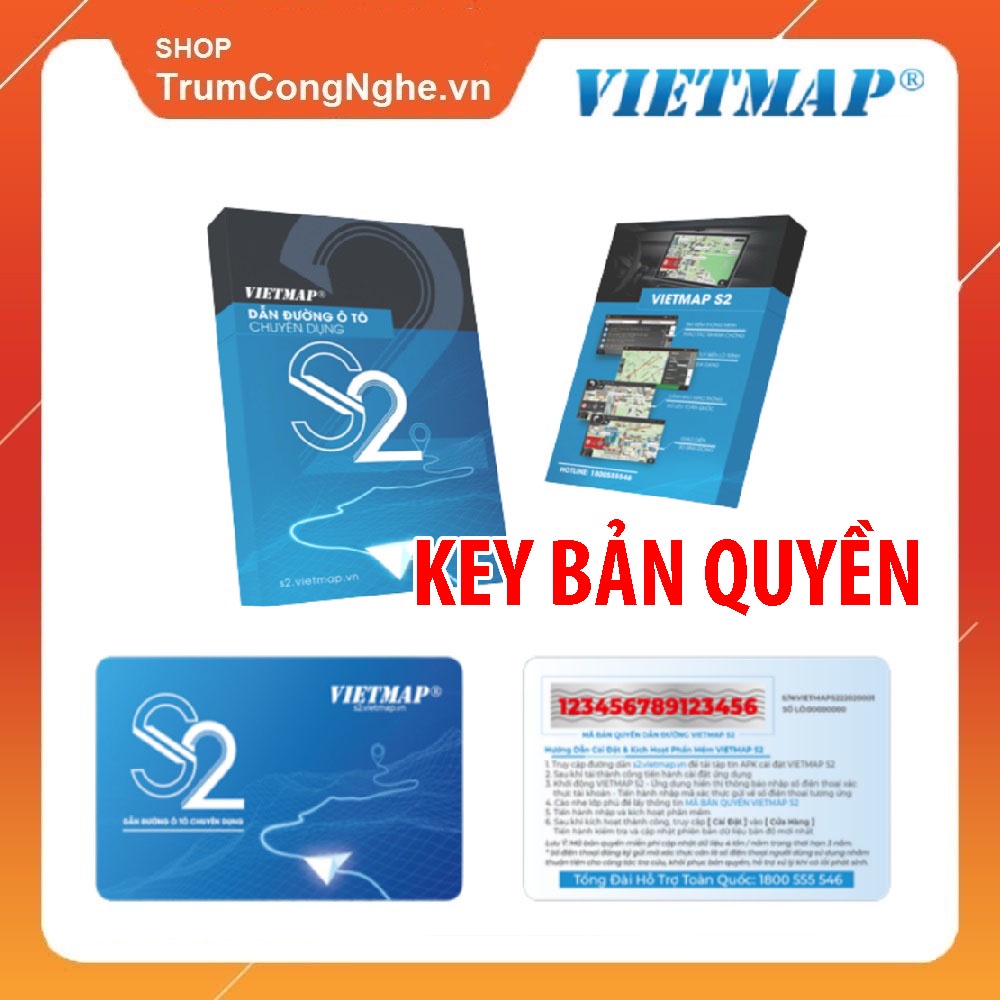 Phần Mềm Vietmap S2 Dẫn Đường Ô tô Chuyên Dụng Cảnh Báo Giao Thông - Bản Quyền Chính Hãng