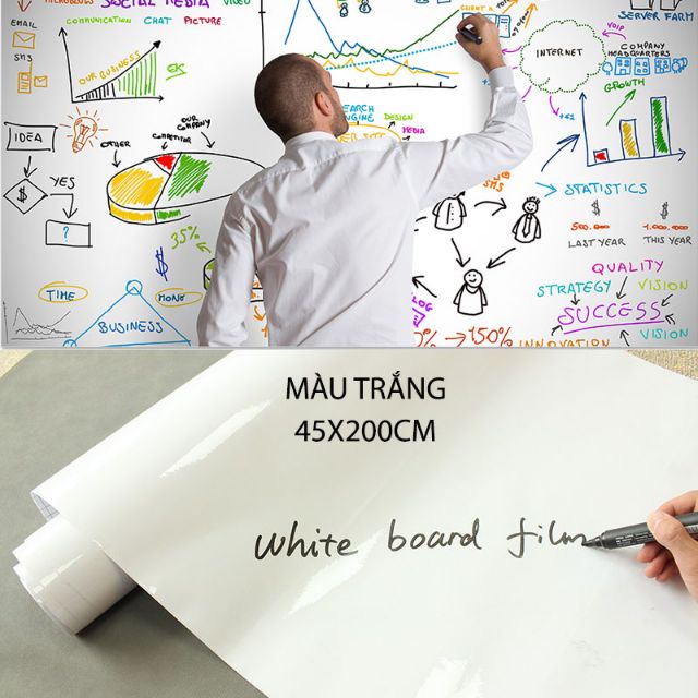 BẢNG DÁN TƯỜNG BẰNG NHỰA PVC LOẠI 45X200CM (CÓ MÀU ĐEN, XANH VÀ TRẮNG)