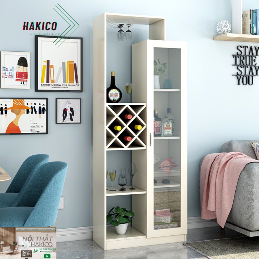 Tủ rượu Gỗ Cánh Kính Treo Ly TR 3604 Gỗ Công Nghiệp Cốt Xanh Chống Ẩm Lưu Trữ Để Đồ Tiện Lợi KICO HOME