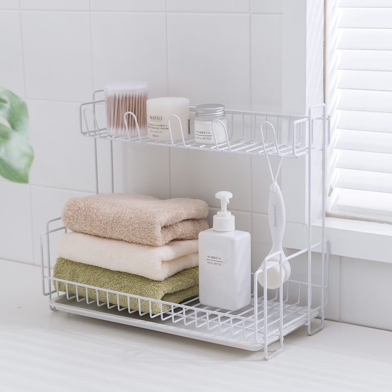Giá đựng bộ đồ ăn trắng mới giá để bát đĩa đa năng có khay róc nước Giá đựng bộ đồ ăn thoát nước nhà bếp NaChuan